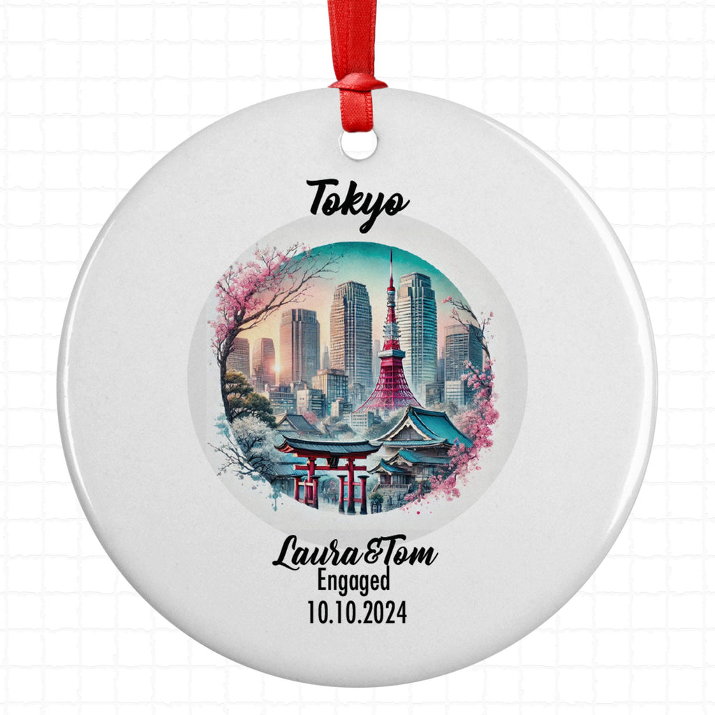 Tokyo, Japan, Ornament, Engagement, Married, Travel, Gift for Engaged Couple, Engagement Gift, Trip, Vacation Souvenir