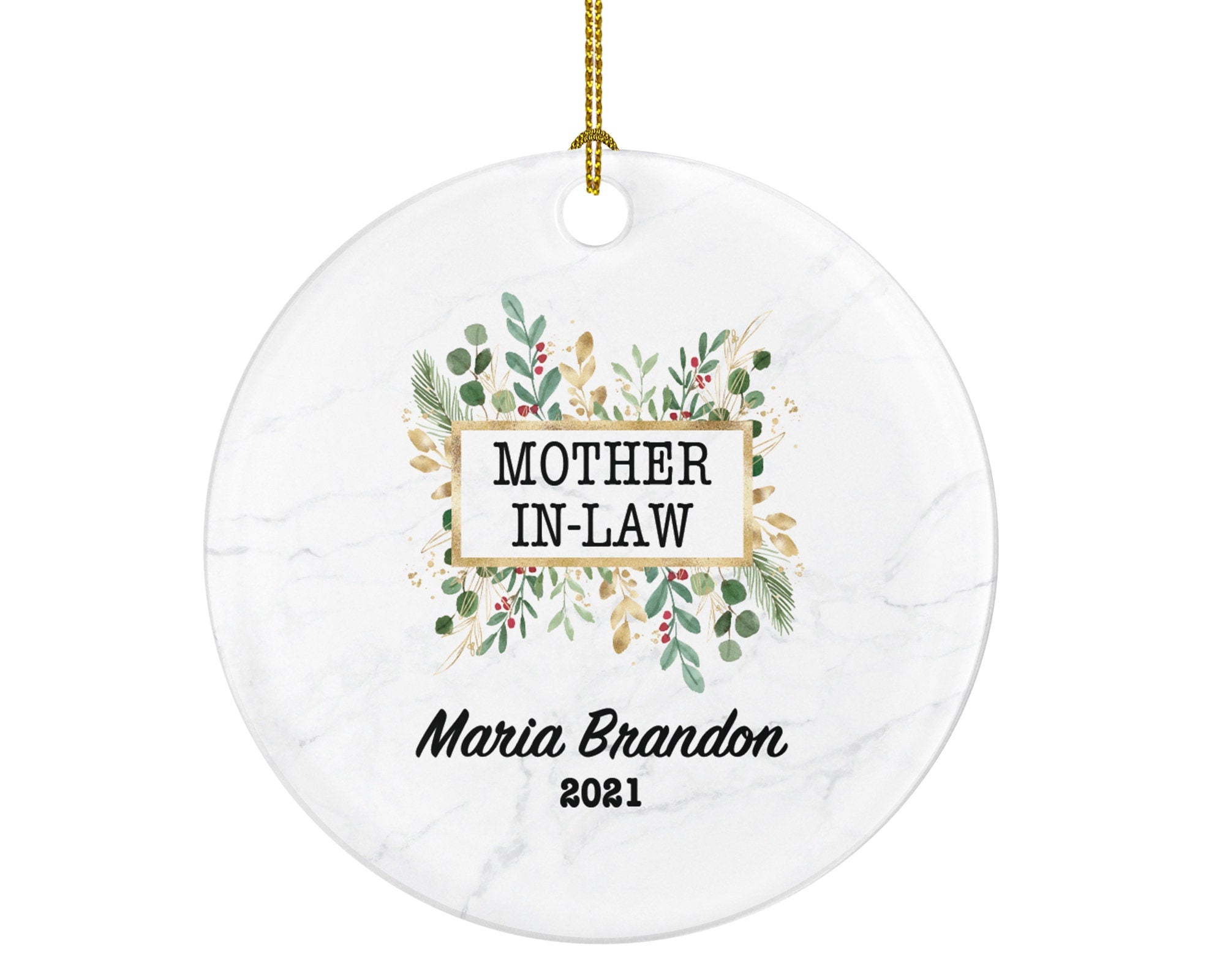 Mother In Law Personalized Christmas Ornament -  Best Mother in Law Ever Special Custom Gift - Mother of Groom and Bride