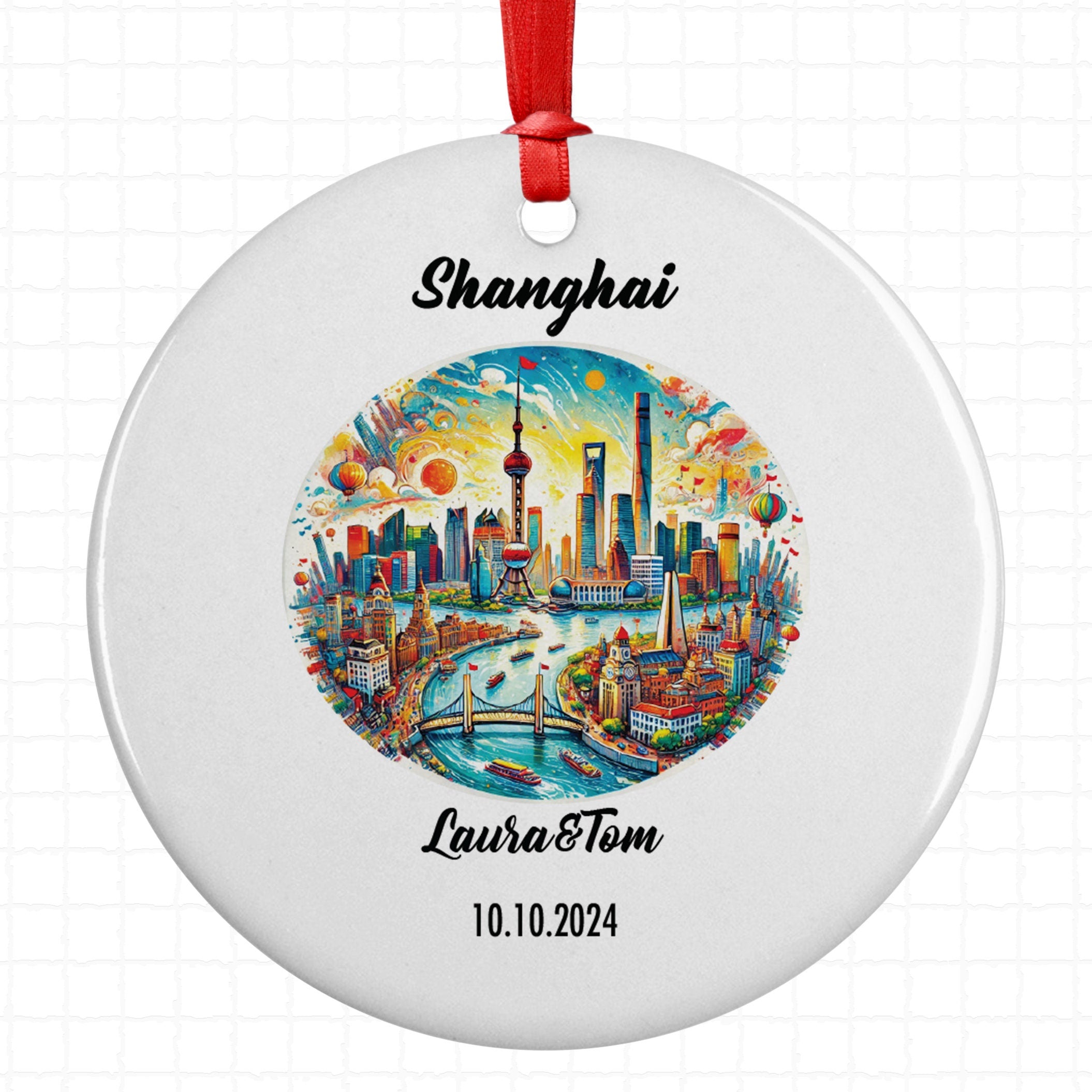 Shanghai Ornament, Engagement, Married, Travel, Gift for Engaged Couple, Engagement Gift, Trip, Vacation Souvenir