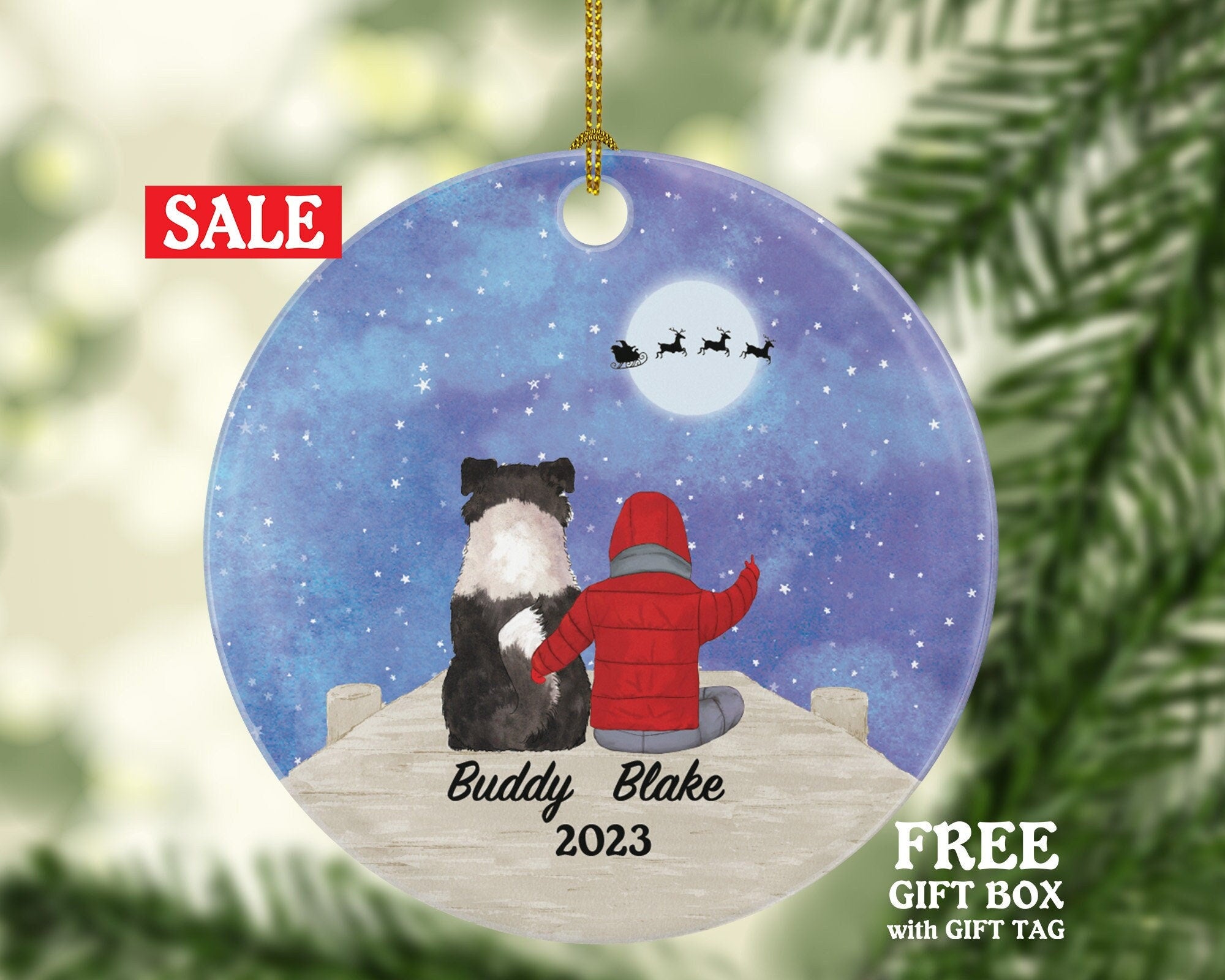 Baby and Pet Christmas Ornament, First Christmas Together, Baby Boy Gift, Dog Lover Gift, Cute Gift, Personalized Ornament