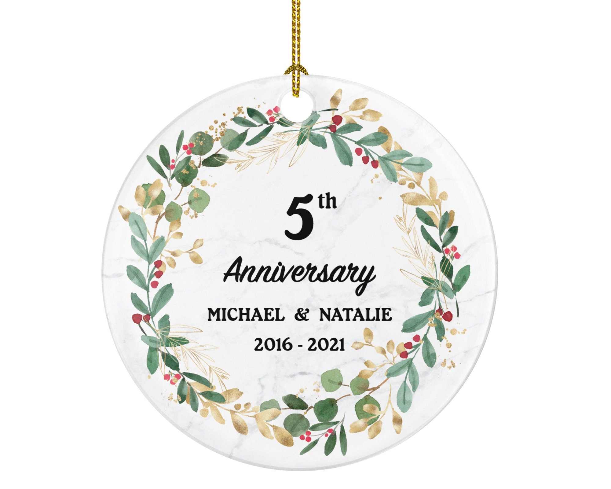 Anniversary Christmas Ornament Personalized, Anniversary Gift, 1st 5th 10th 25th 40th 50th Marriage Anniversary Gift