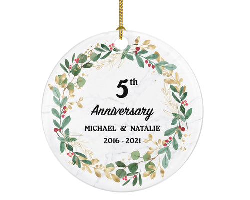 Anniversary Christmas Ornament Personalized, Anniversary Gift, 1st 5th 10th 25th 40th 50th Marriage Anniversary Gift