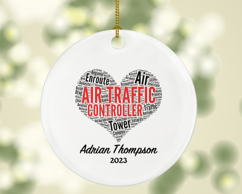 Air Traffic Controller Ornament Personalized - Word Art Christmas Gift for a Air Traffic Controller Custom Name