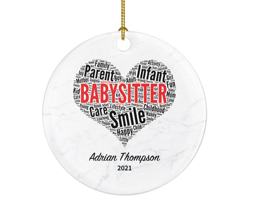 Babysitter Big Sister Christmas Tree Ornament Personalized, Best Nanny Gift, #1 Babysitter Custom Holiday