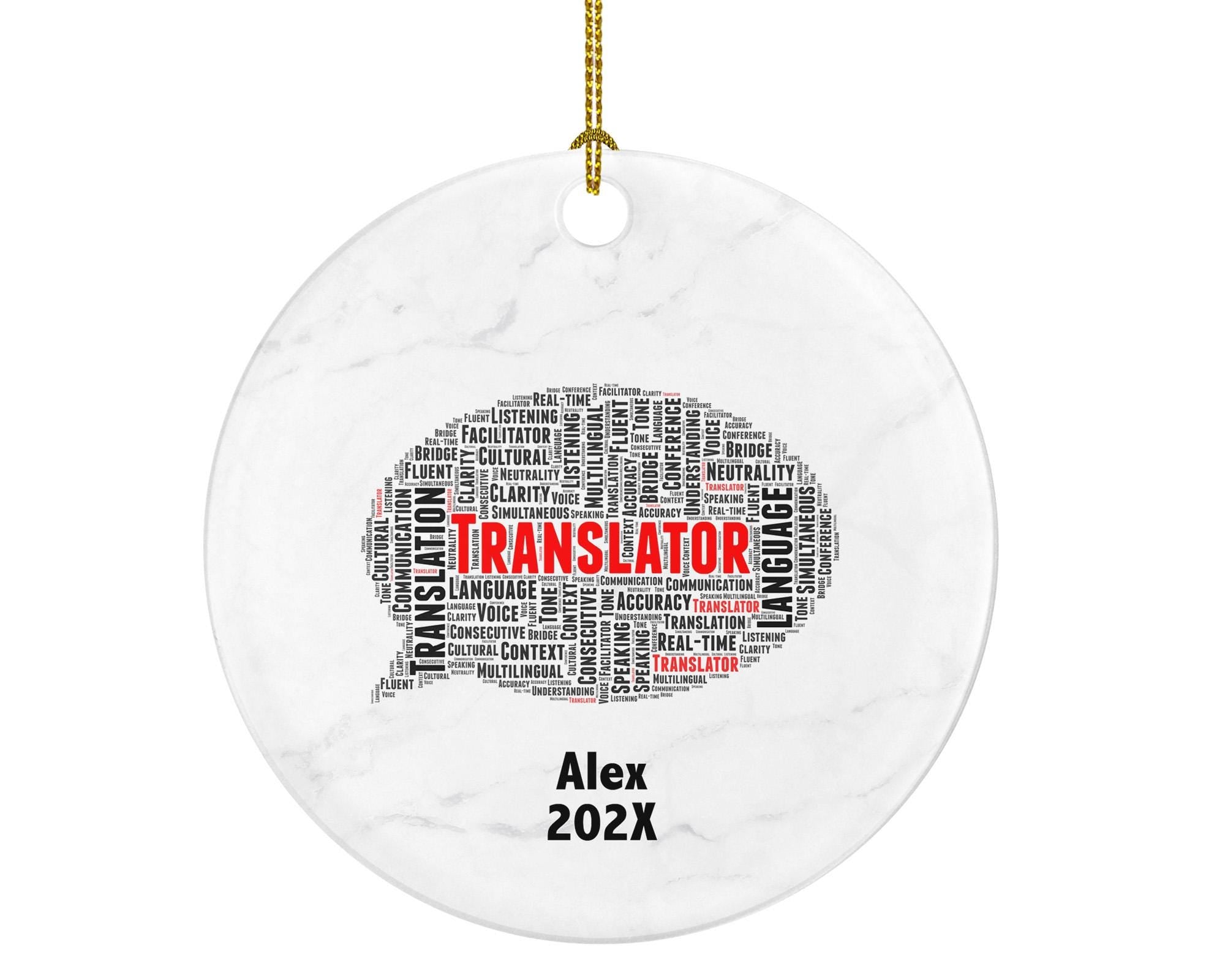 Personalized Translator Ornament – Custom Gift for Linguists and Language Professionals – Word Art Keepsake