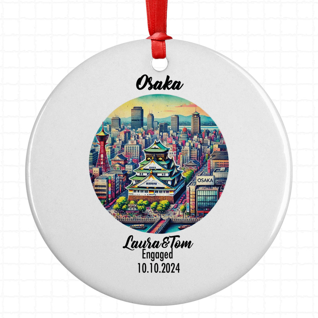 Osaka, Japan, Ornament, Engagement, Married, Travel, Gift for Engaged Couple, Engagement Gift, Trip, Vacation Souvenir
