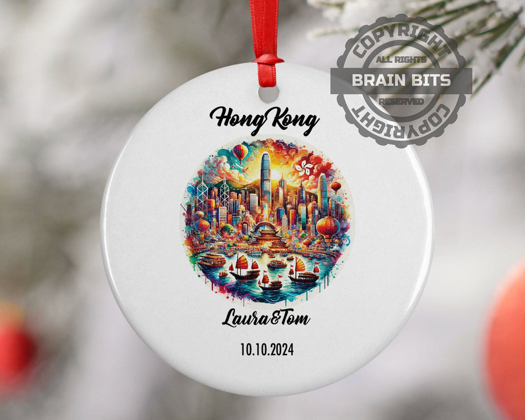 Hong Kong, Ornament, Engagement, Married, Travel, Gift for Engaged Couple, Engagement Gift, Trip, Vacation Souvenir