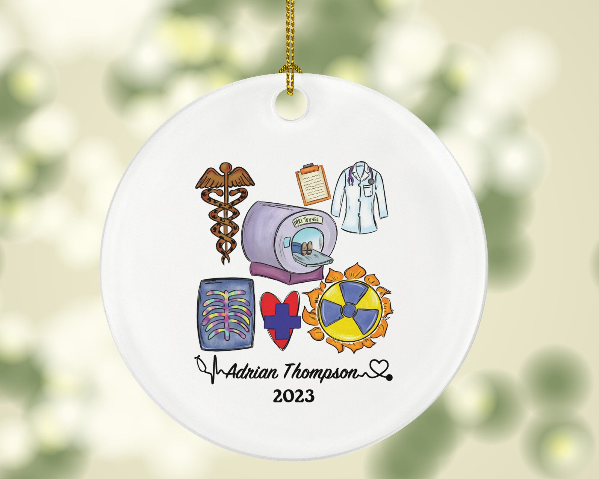 MRI Tech Christmas Ornament Personalized - Magnetic Resonance Imaging Scanner MRI Technologists Radiologic Scan Health Worker Gift