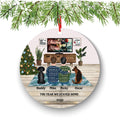 Gay Couple Christmas Ornament - Cozy Movie Night with Pets