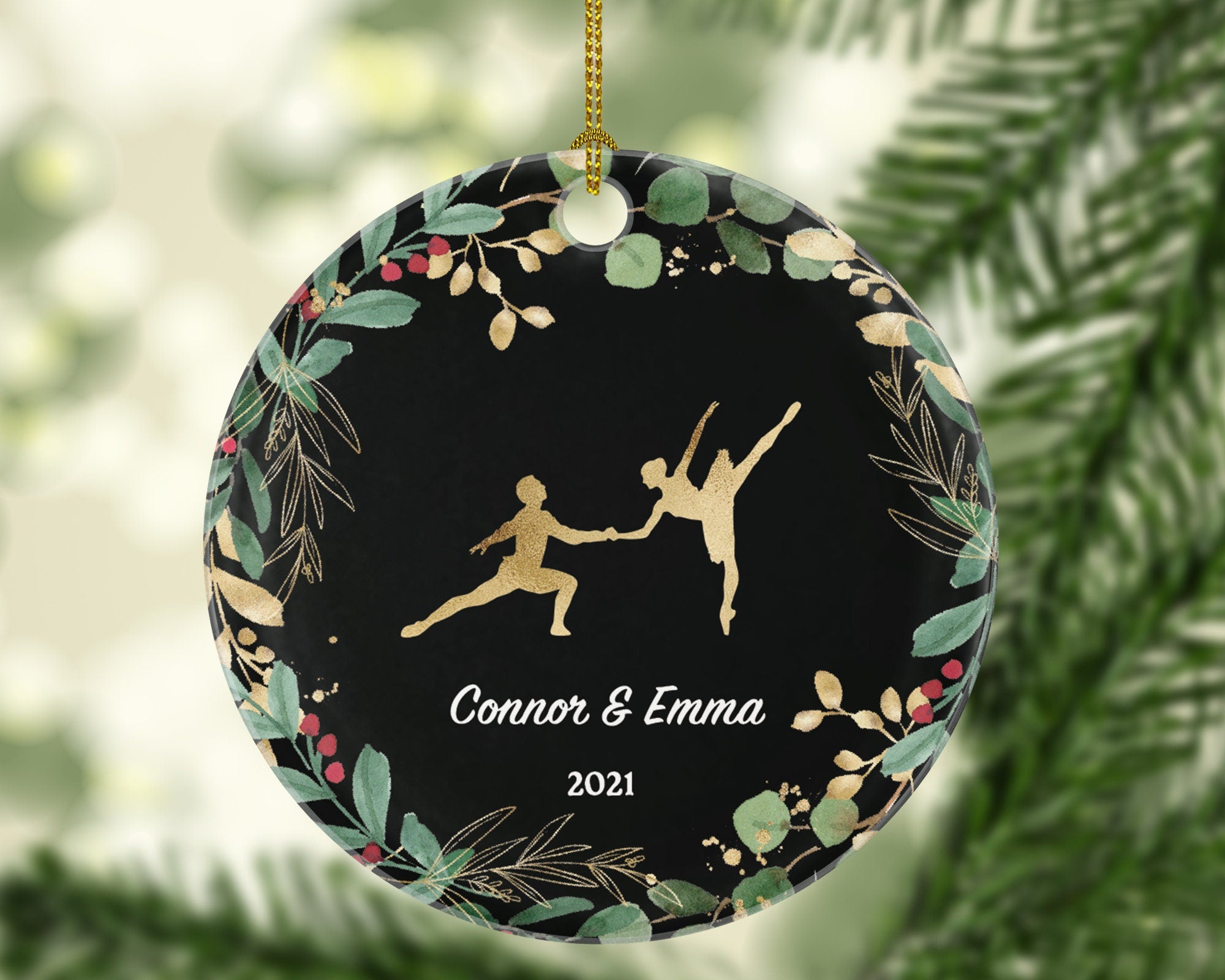 Ballerina and Ballet Couple Christmas Ornament Personalized - Gift for Dancer Ballet Dance Do Perform Gift for Ballerina and Ballet Couple