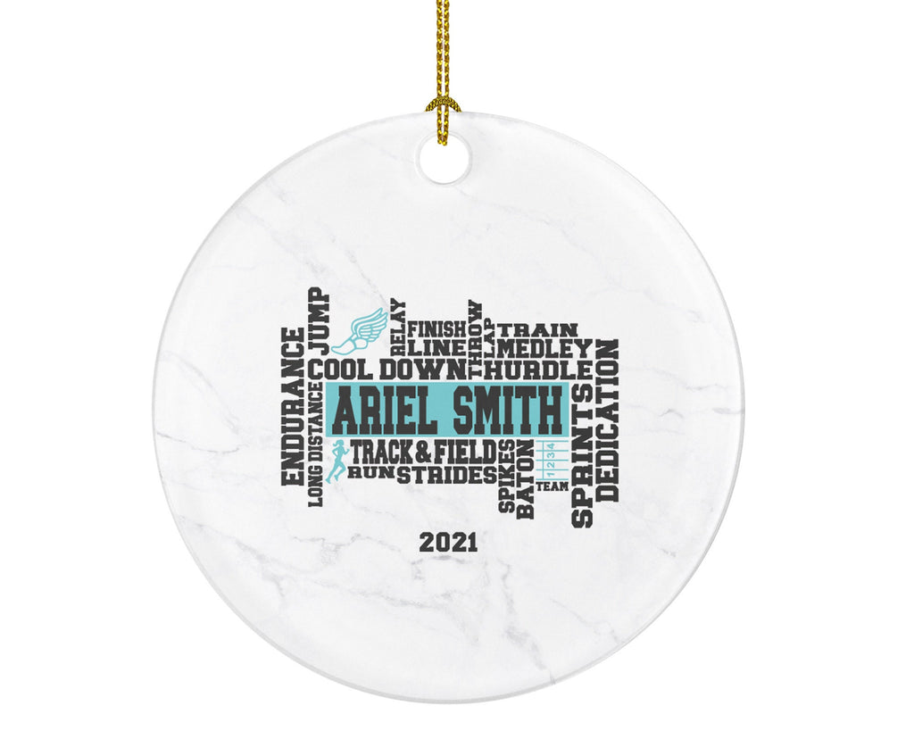 Track and Field Christmas Ornament Personalized - Running, Jumping, and Throwing Skills Gift for Track & Field - Custom Name Year