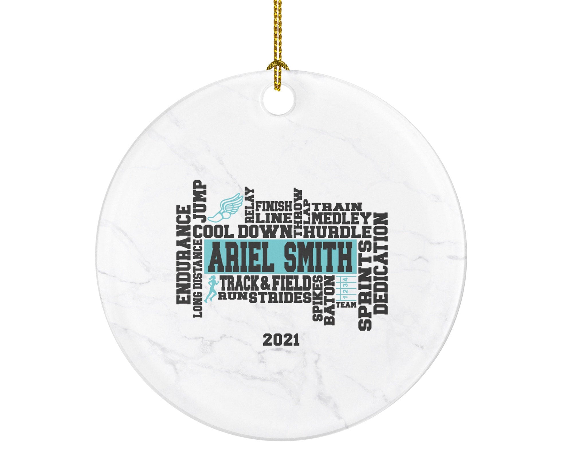 Track and Field Christmas Ornament Personalized - Running, Jumping, and Throwing Skills Gift for Track & Field - Custom Name Year