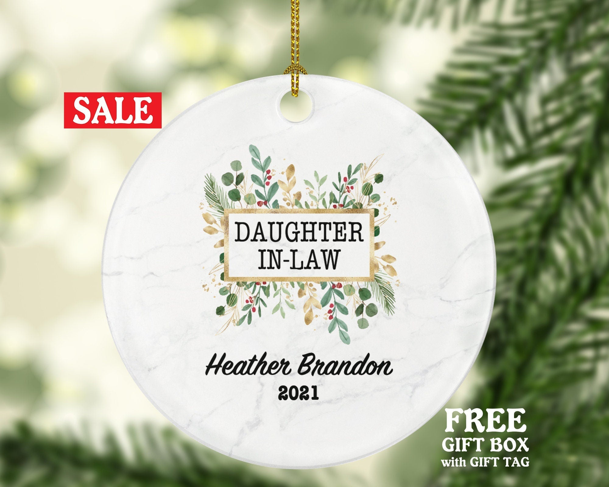 Daughter in Law Ornament Personalized, Gifts for Best Daughter in Law Ever