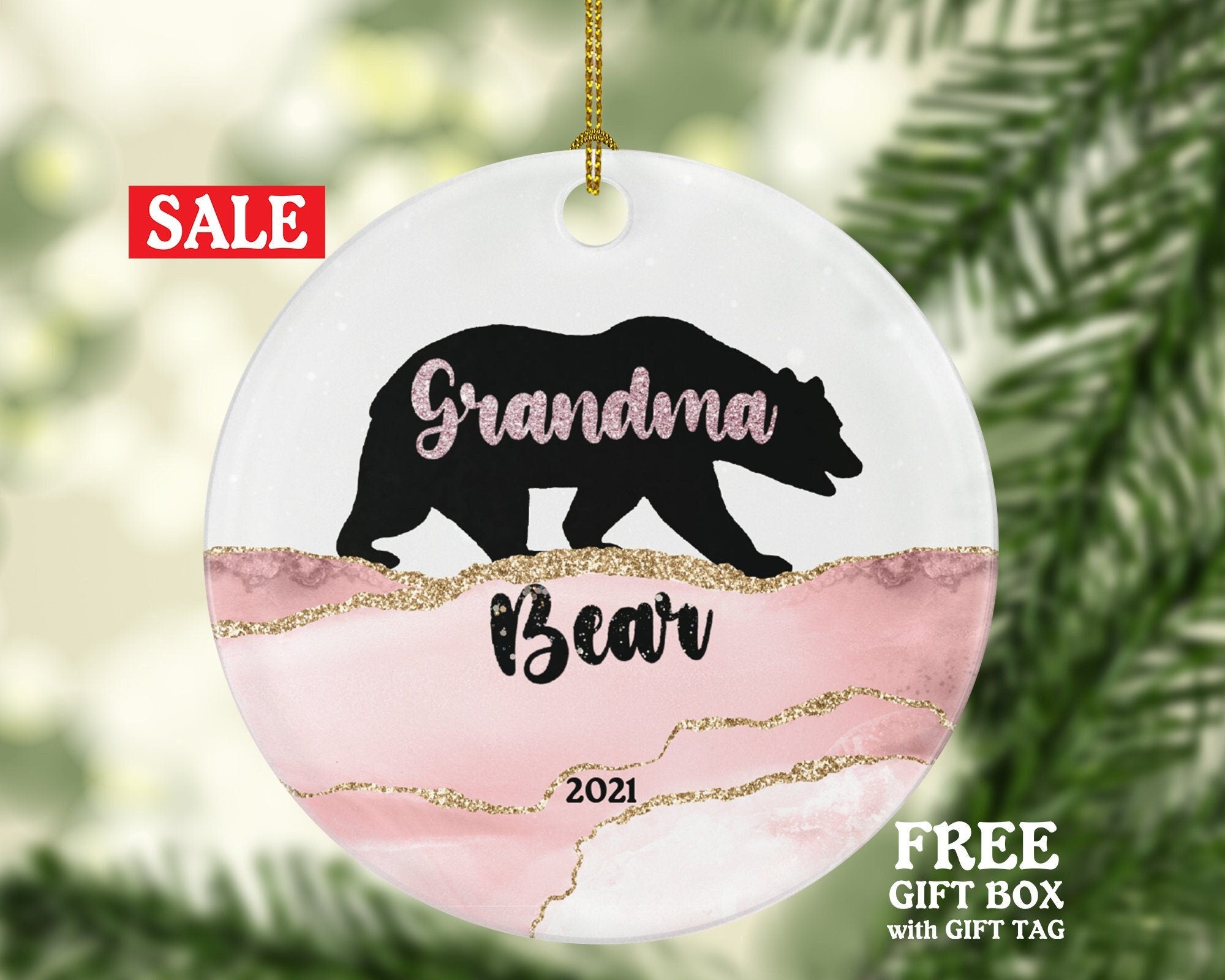 Grandma Bear Ornament, Grandma Bear Gift, Grandparent Pregnancy Announcement, Mother's Day Gift