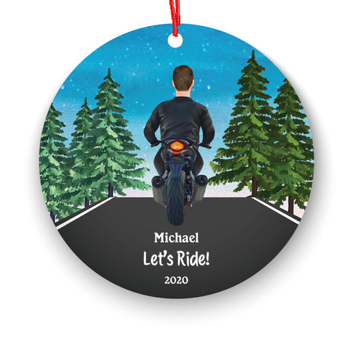 Biker Motorcyclist Personalized Christmas Ornament Motorcycle Rider Boy Male Ride Live Watercolor Dirt bike Motocross Cyclist Cycling Custom