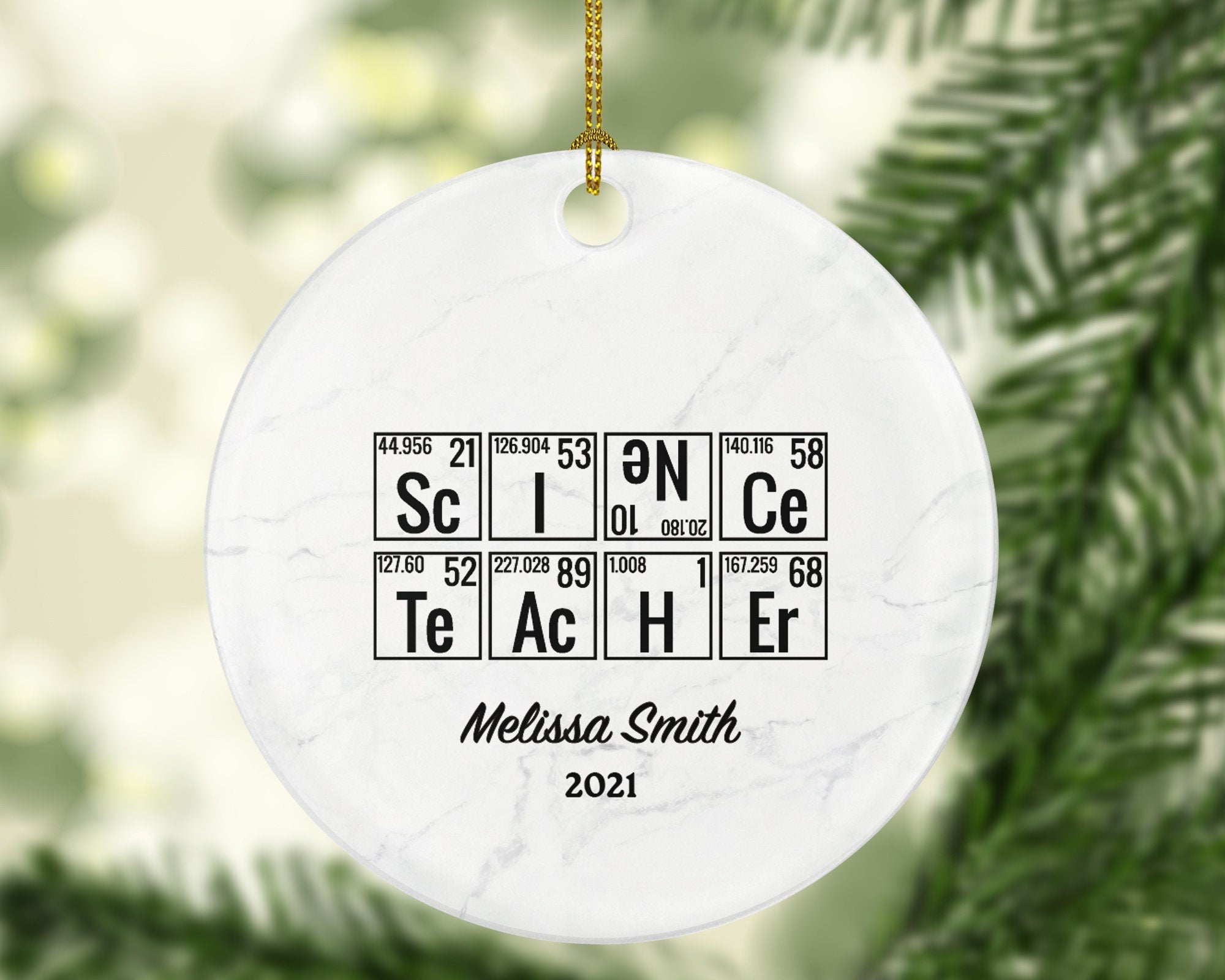 Science Teacher STEM Biology Chemistry Christmas Ornament Personalized - Future Teacher, Student, Graduate Gift - Custom Name Year