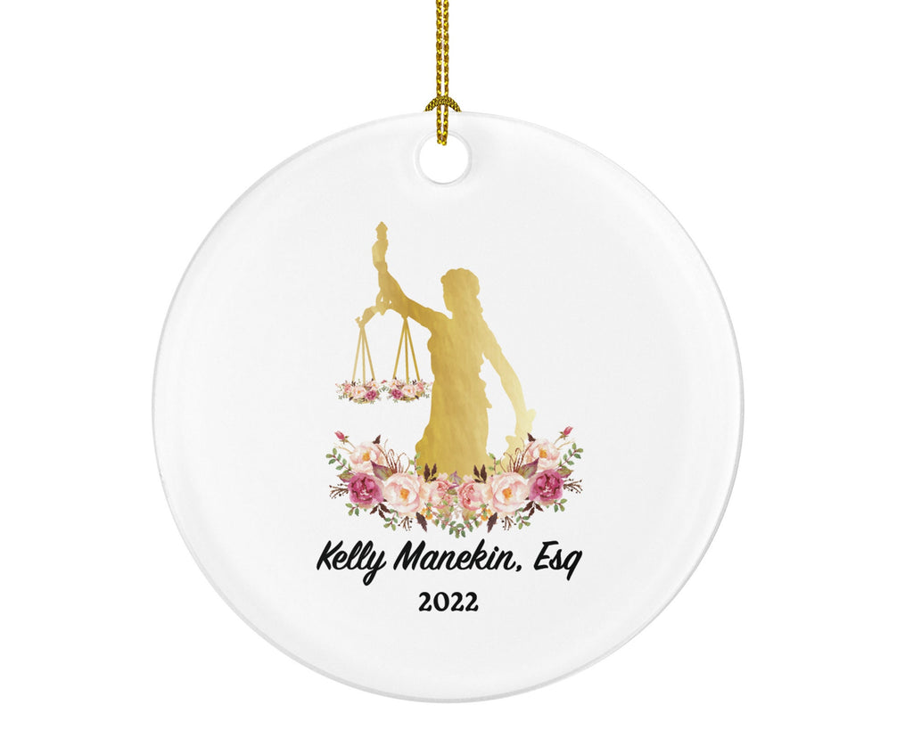 Personalized Lawyer Christmas Ornament, Custom Lawyer Gift, Attorney at Law, Judge Statue of Liberty