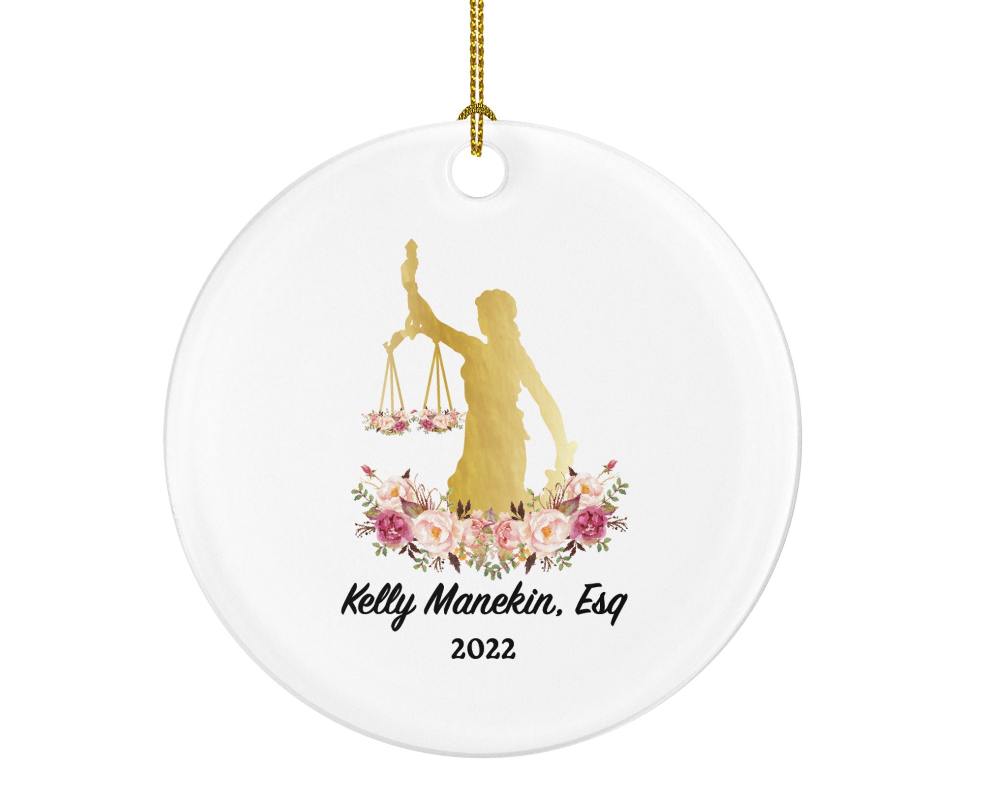 Personalized Lawyer Christmas Ornament, Custom Lawyer Gift, Attorney at Law, Judge Statue of Liberty
