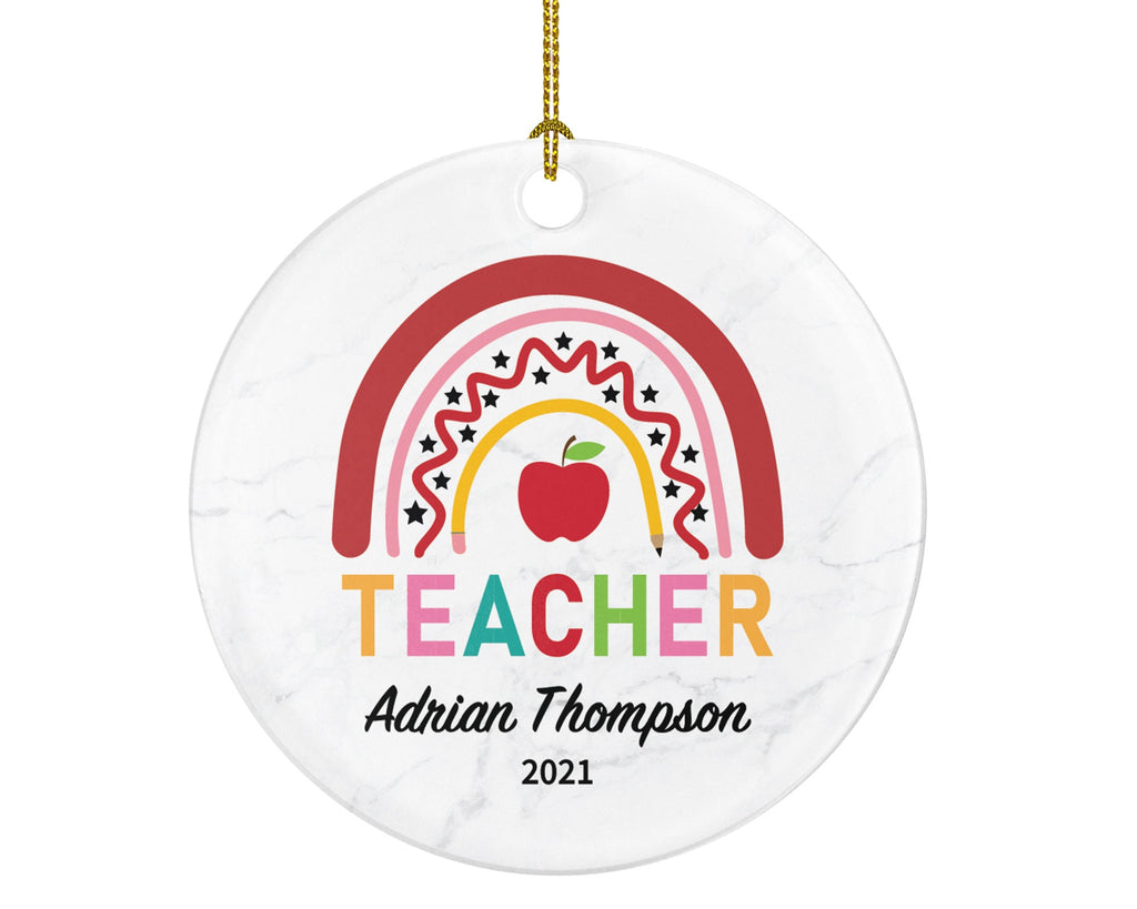 Creative Teacher Ornament Personalized - Custom Gift from Student Appreciation Mr Mrs School Rainbow Graduate Graduation