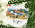 Personalized Lyon France Christmas Ornament, Rhône River, Basilica of Notre-Dame, Mr & Mrs Wedding, Engagement, or Honeymoon Keepsake for Couples