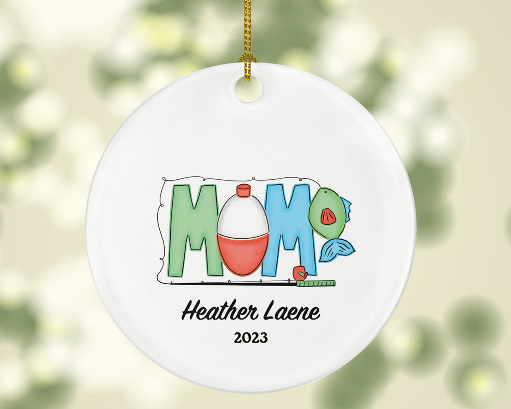 Fisher Mom Christmas Ornament Personalized - Fishing Fisher Fisherman Ornament with Name - Custom Gift for Fisher Mother