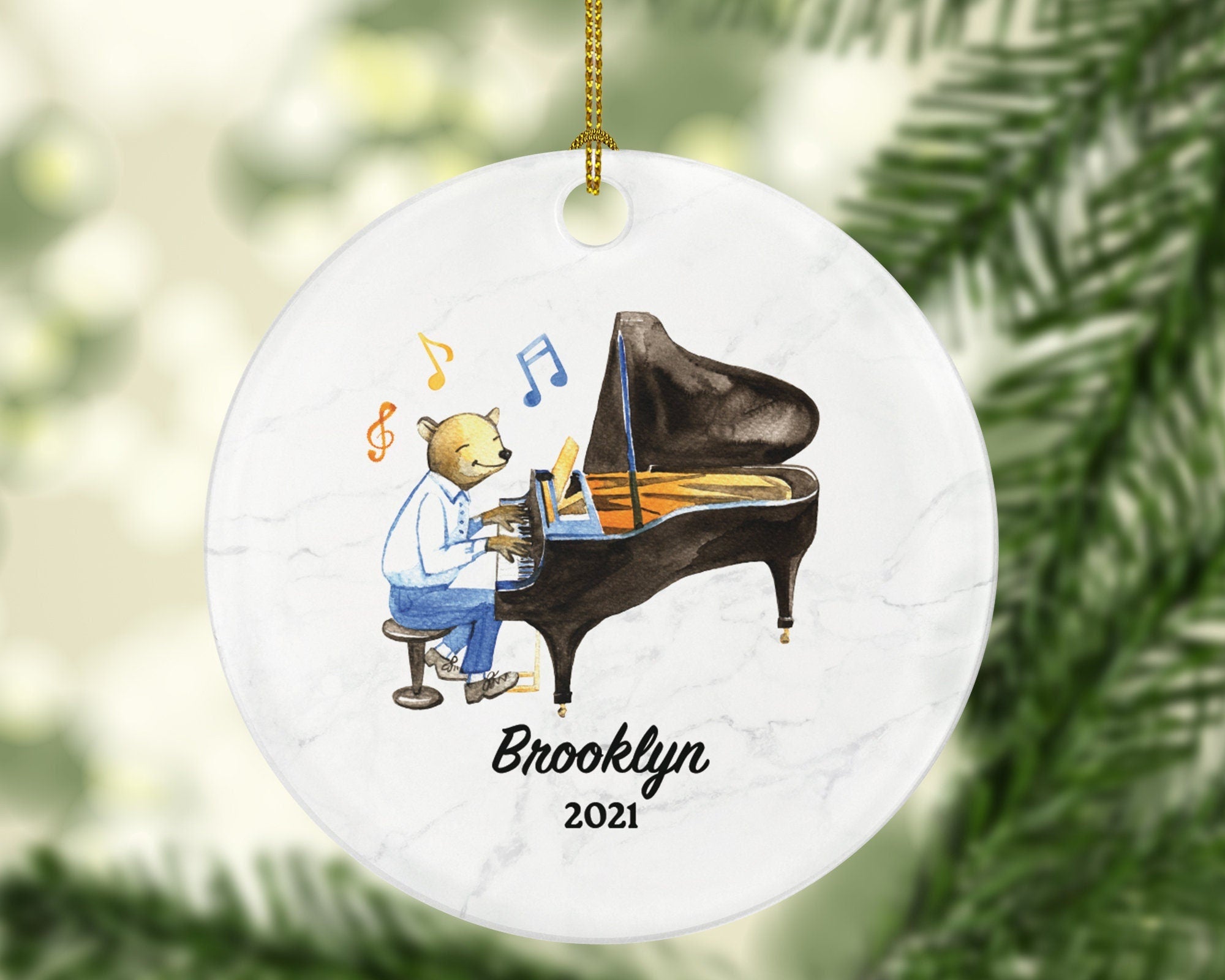 Pianist Christmas Ornament Personalized - Musical Instrument Pianist Playing Piano Gift for Pianist Christmas Ornament For Pianist