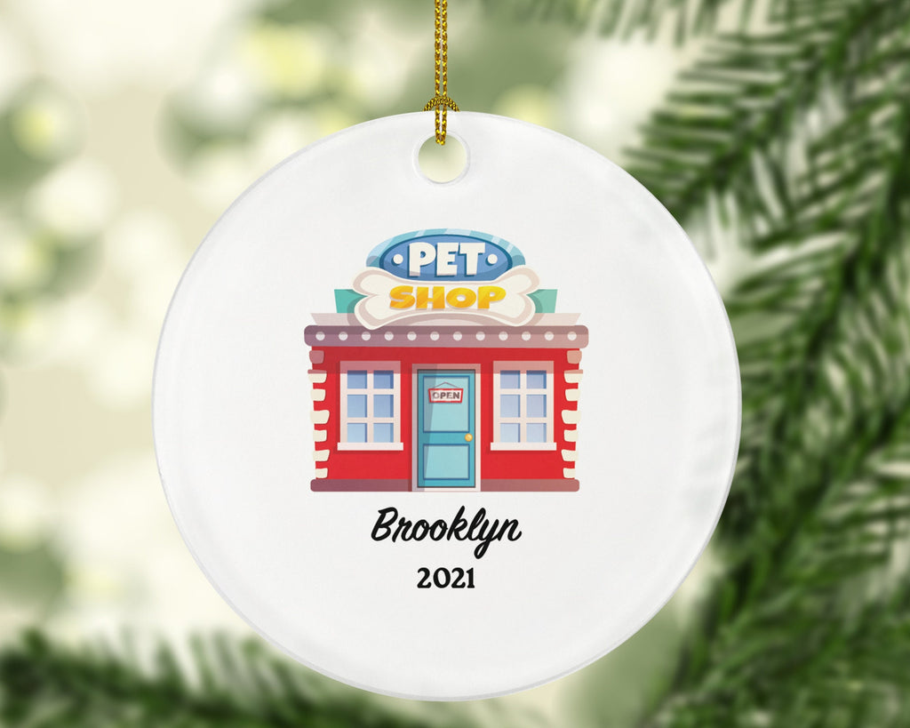 Pet Shop Owner or Worker Christmas Ornament Personalized, Custom Pet Shop Gift for Holiday, Gift for Pet Shop