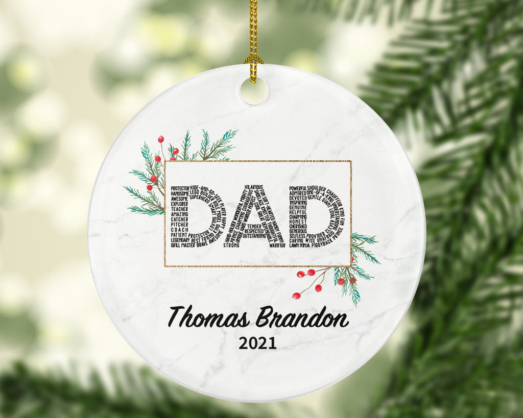 Dad Personalized Christmas Ornament, Best Dad Ever Custom First Gift from Daughter Son Wife