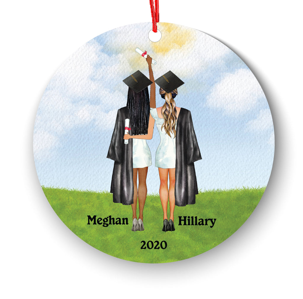 Personalized Graduation Christmas Ornament Class of 2020 2021 for Graduate Female Bff Besties Masters Bachelor Doctorate College High School