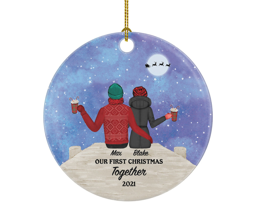 Couple Together Christmas Ornament - First Christmas Together Personalized - New Couple Gift Names and Year