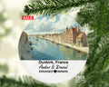 Personalized Dunkirk France Christmas Ornament, Historic Beaches, Lighthouse, Mr & Mrs Wedding, Engagement, or Honeymoon Keepsake to Couples