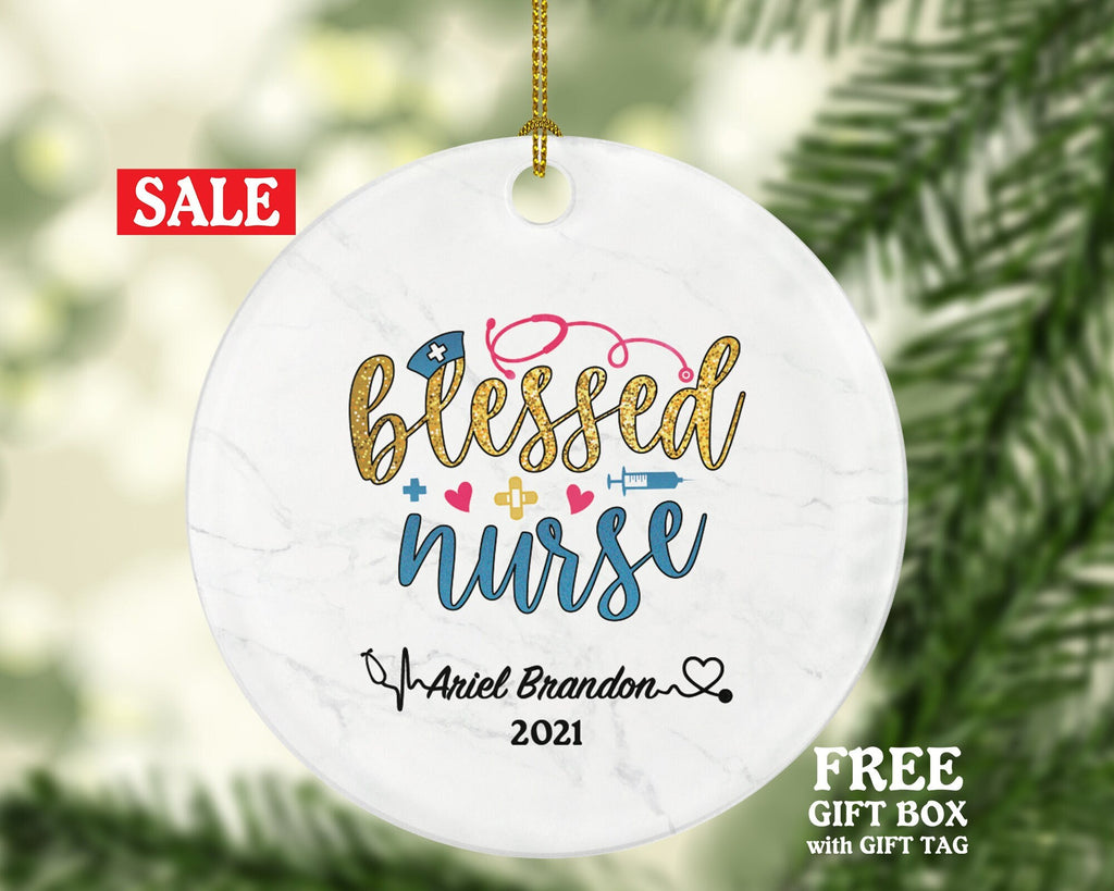 Blessed Nurse Christmas Ornament Custom - Nursing Health Worker Gift from Patient for Nurse RN Personalized Medical