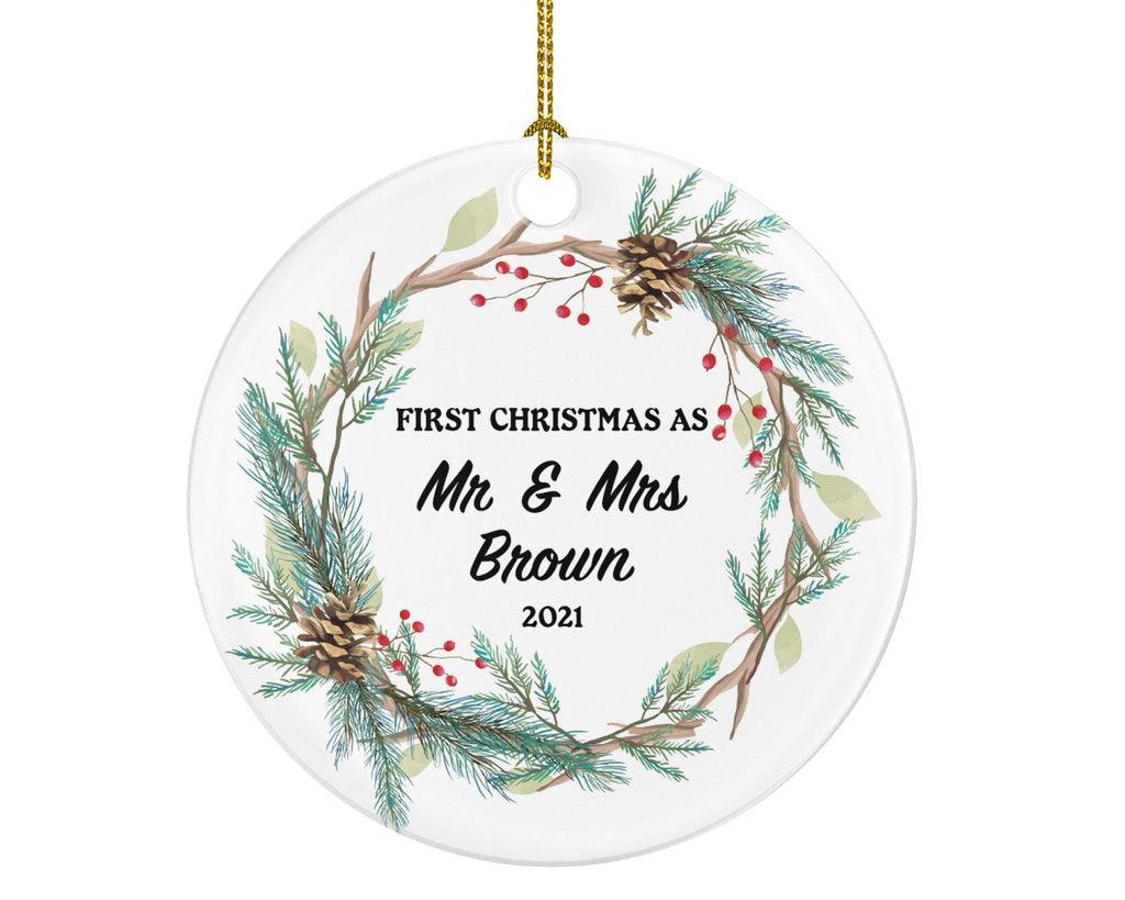 First Christmas as Mr & Mrs Married Couple Christmas Ornament Personalized - Newlywed Mr. and Mrs. Wedding Gift