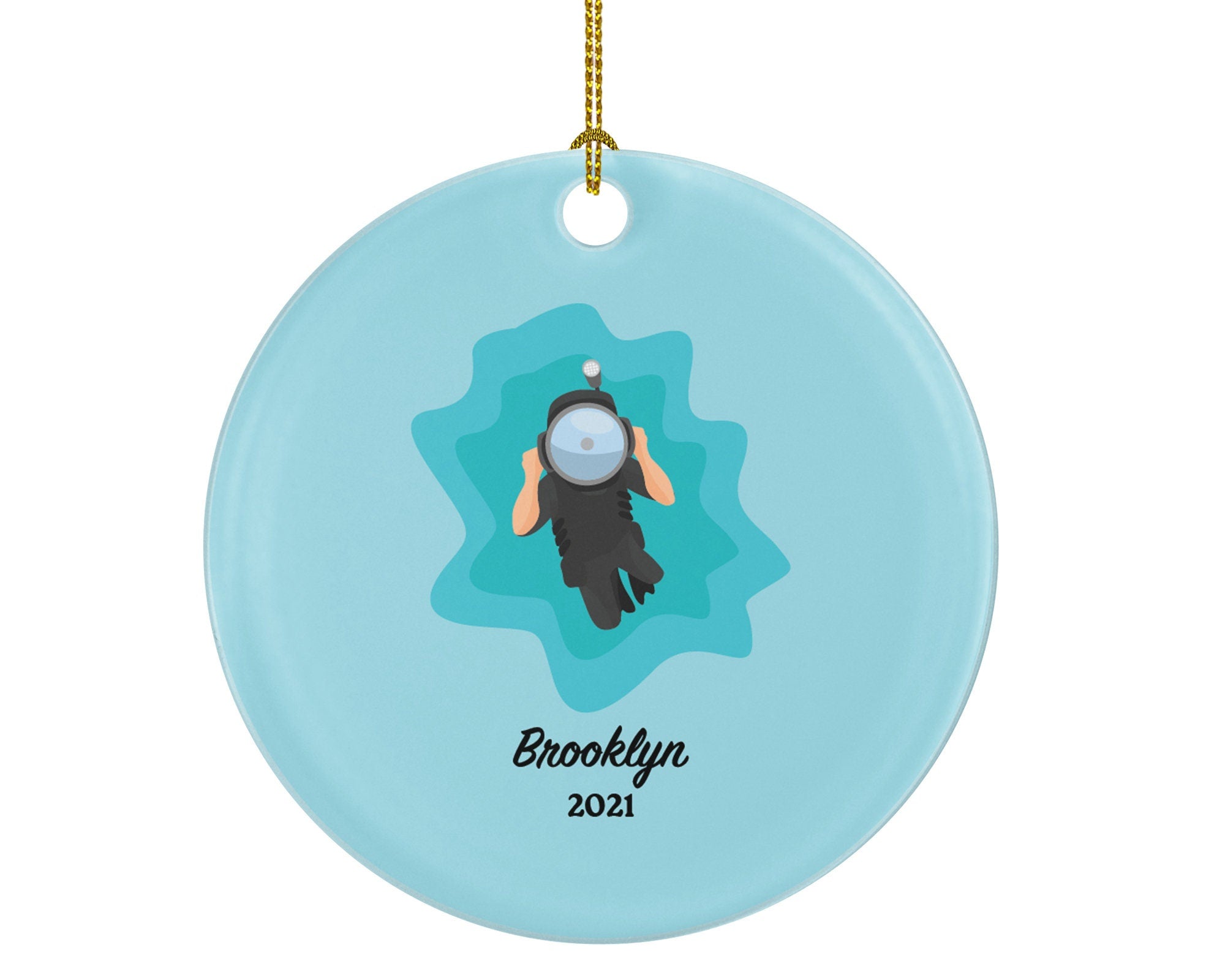 Underwater Photographer Christmas Ornament Personalized, Photography Lover Marine Life Scuba Diving Camera Custom Gift