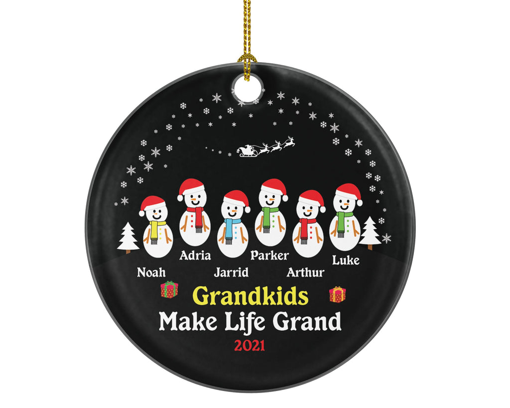 Personalized Grandkids Christmas Ornament - Grandkids Make Life Grand - Grandchildren Ornament - Custom Christmas Ornament for Grandparents