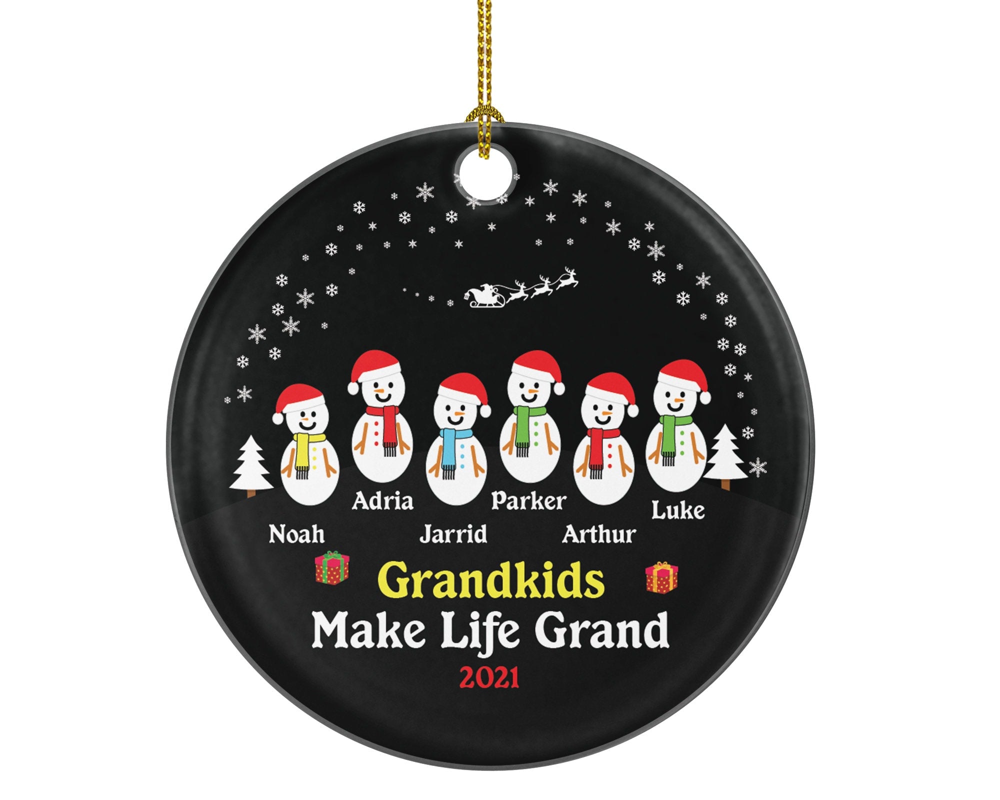 Personalized Grandkids Christmas Ornament - Grandkids Make Life Grand - Grandchildren Ornament - Custom Christmas Ornament for Grandparents