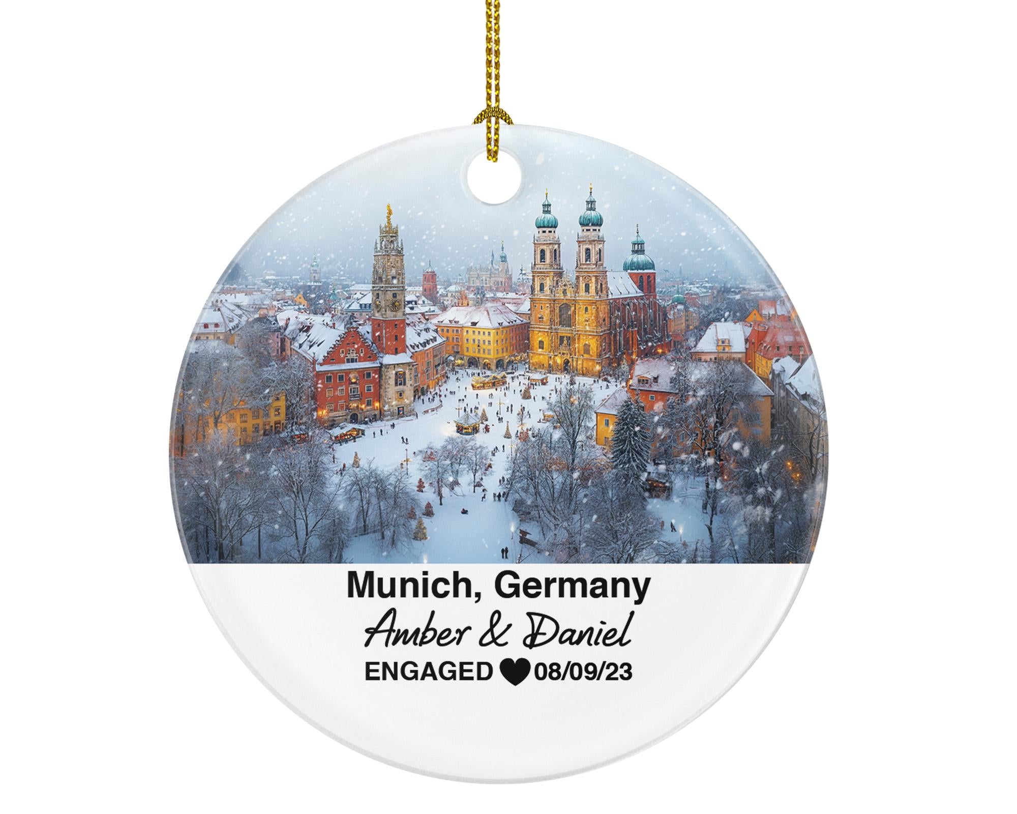Custom Germany Munich Ornament – Personalized Marienplatz, Englischer Garten Keepsake, Couple Gift for Wedding or Honeymoon