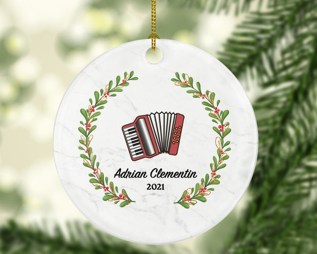 Accordion Instrument Christmas Ornament Personalized - Musical Instrument Player Music Lover Custom Holiday Gift for Musician