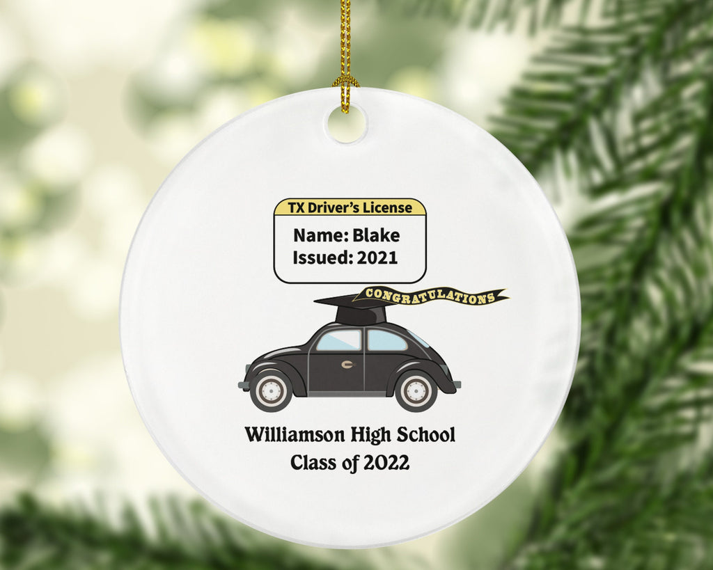 New Driver Christmas Ornament for High School Graduate - Personalized Car Driving New License Owner Driver's License Teenage Custom Gift