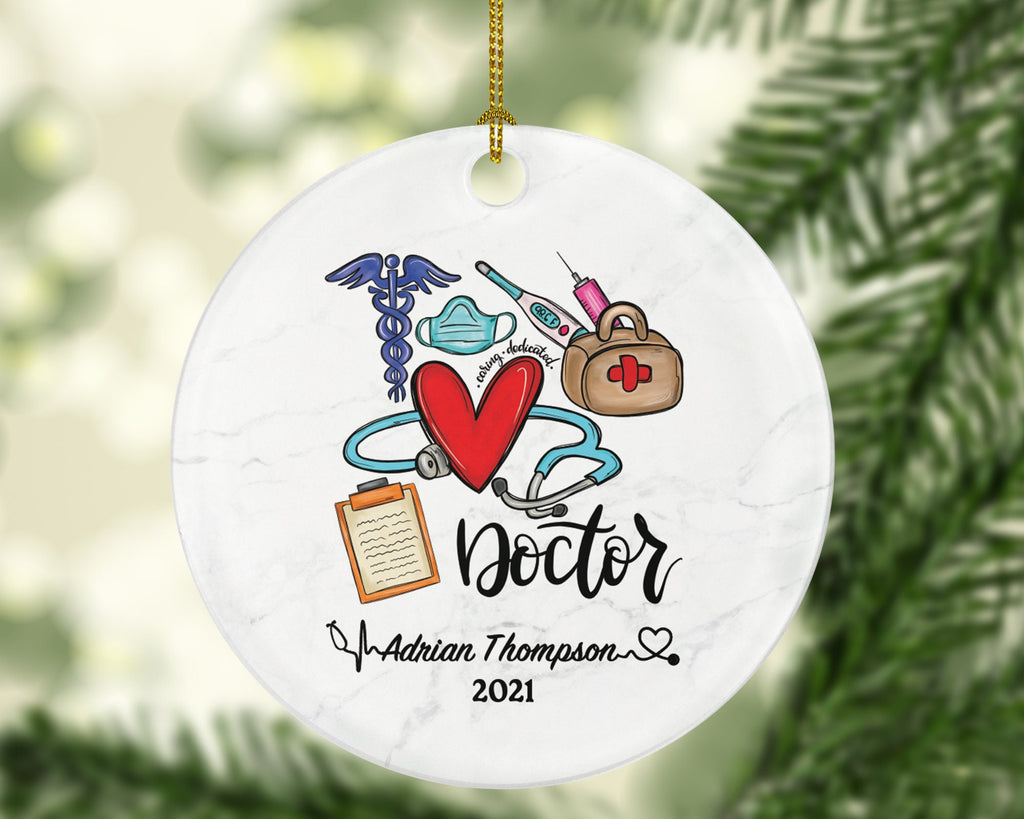 Doctor Christmas Ornament Personalized - Medical Doctor Health Worker Gift from Patient for Physician Practitioner MD