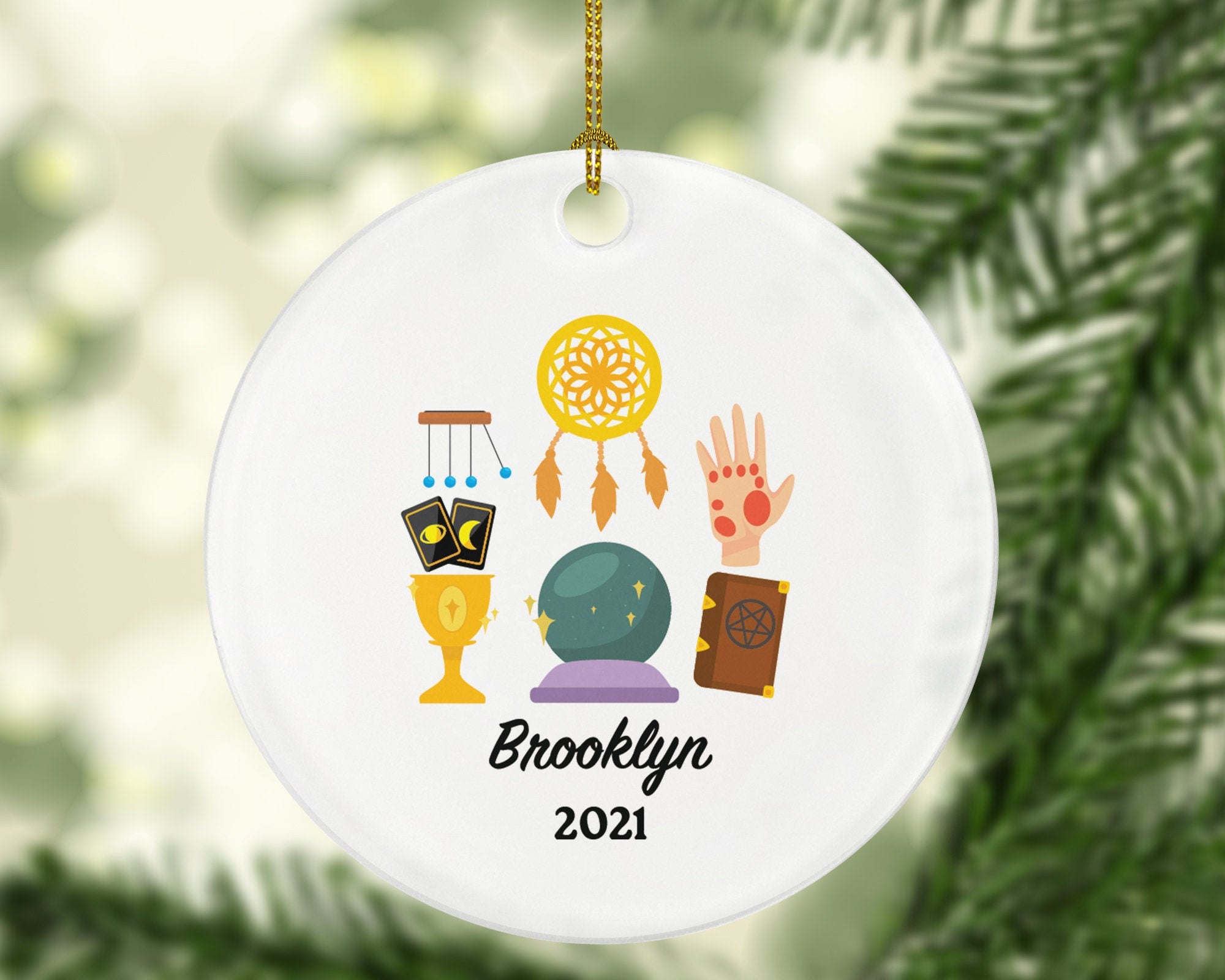 Fortune Teller Medium Christmas Ornament Personalized - Gift for a Medium Astrology Future Estimate Hand Reader Custom Name