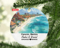 Cancún Mexico Round Ceramic Christmas Ornament – Personalized Holiday Keepsake, Custom Couple Gift for Wedding or Honeymoon