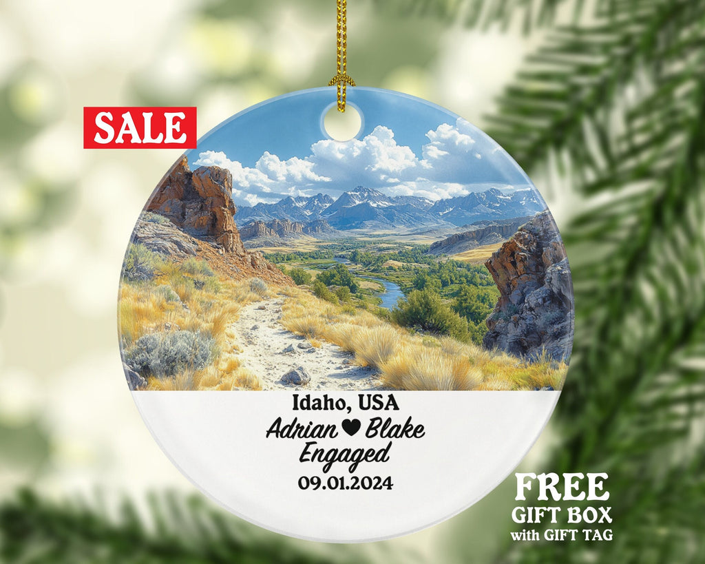 Idaho Christmas Ornament Personalized - ID Engaged Married Family Together Couple Travel Honeymoon Engagement Marriage