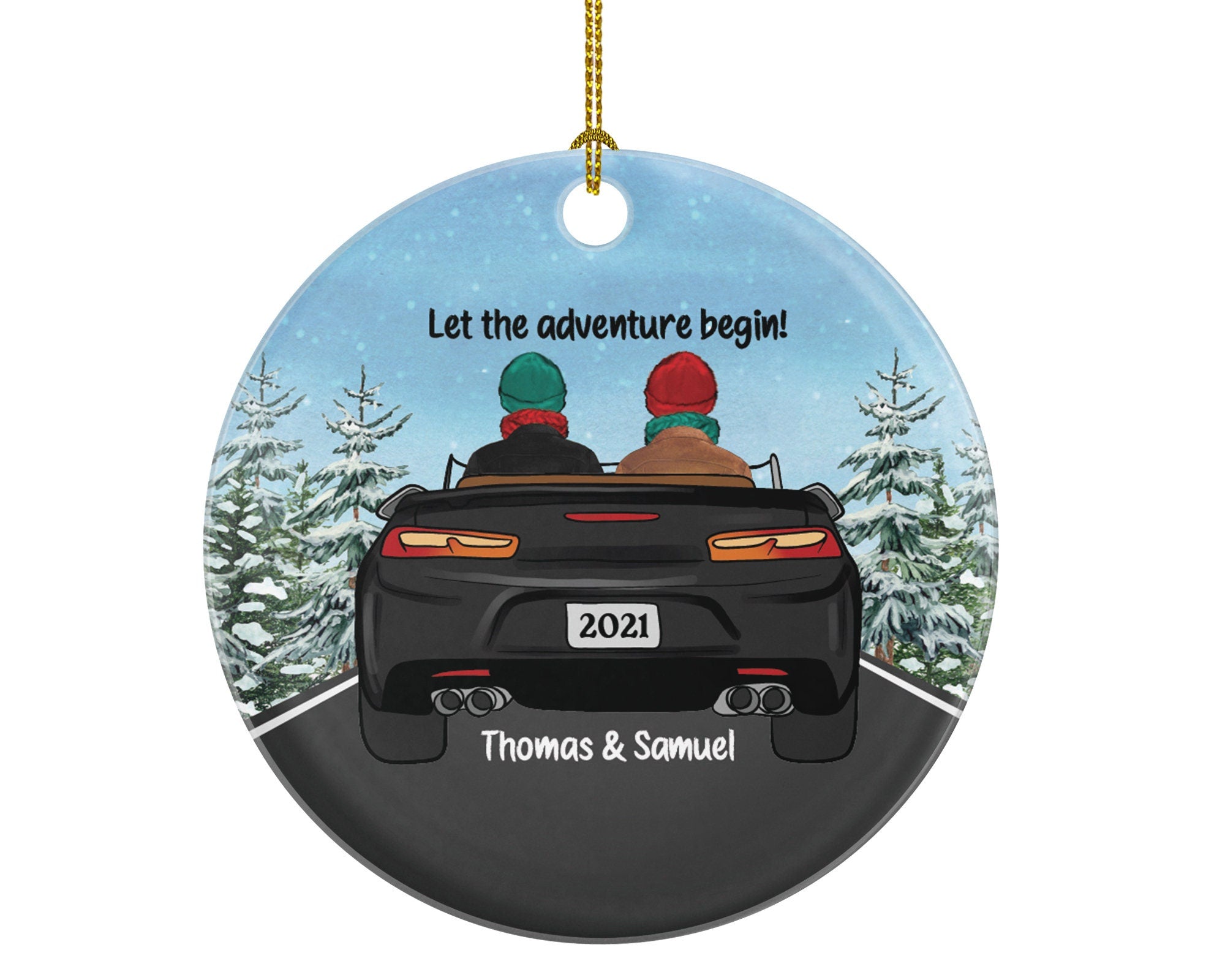 Driving Car Friends Christmas Ornament - Traveled Together First Trip Male Boy Personalized New Car Gift for Convertible