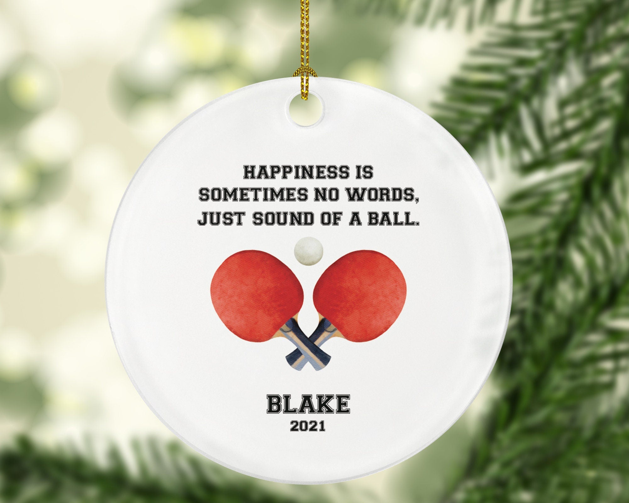 Table Tennis Player Ping Pong Ball Christmas Ornament - Paddles Racket Team Coach Fan Gift Personalized Custom with Name