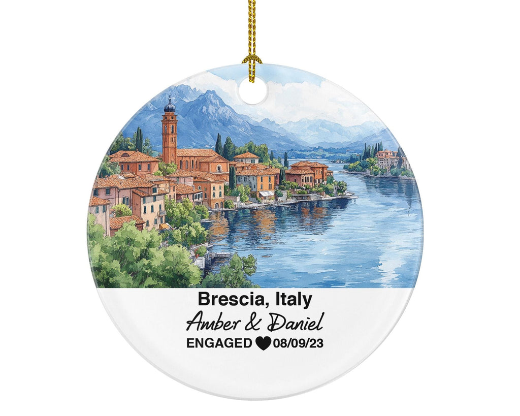 Custom Brescia Italy Christmas Ornament, Piazza della Loggia, Personalized Mr & Mrs Wedding, Engagement, Honeymoon Keepsake for Couples