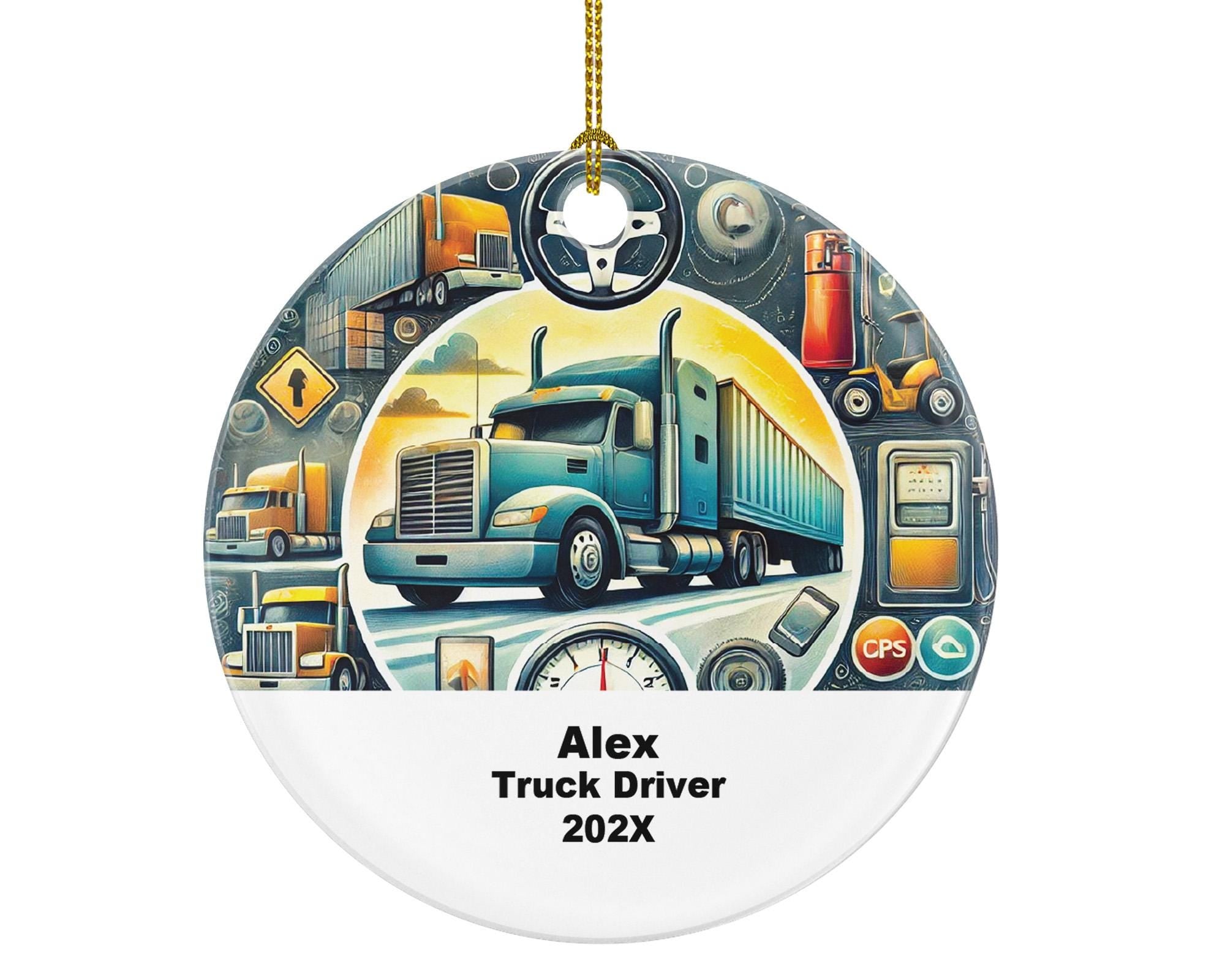 Custom Truck Driver Ornament – Personalized Gift for CDL Drivers, Long Haul Truckers, and Logistics Heroes 202X