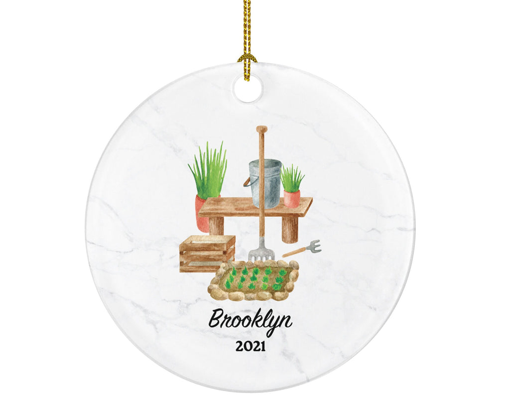 Gardening Christmas Ornament Personalized - Gift for a Gardener - Custom Name Year