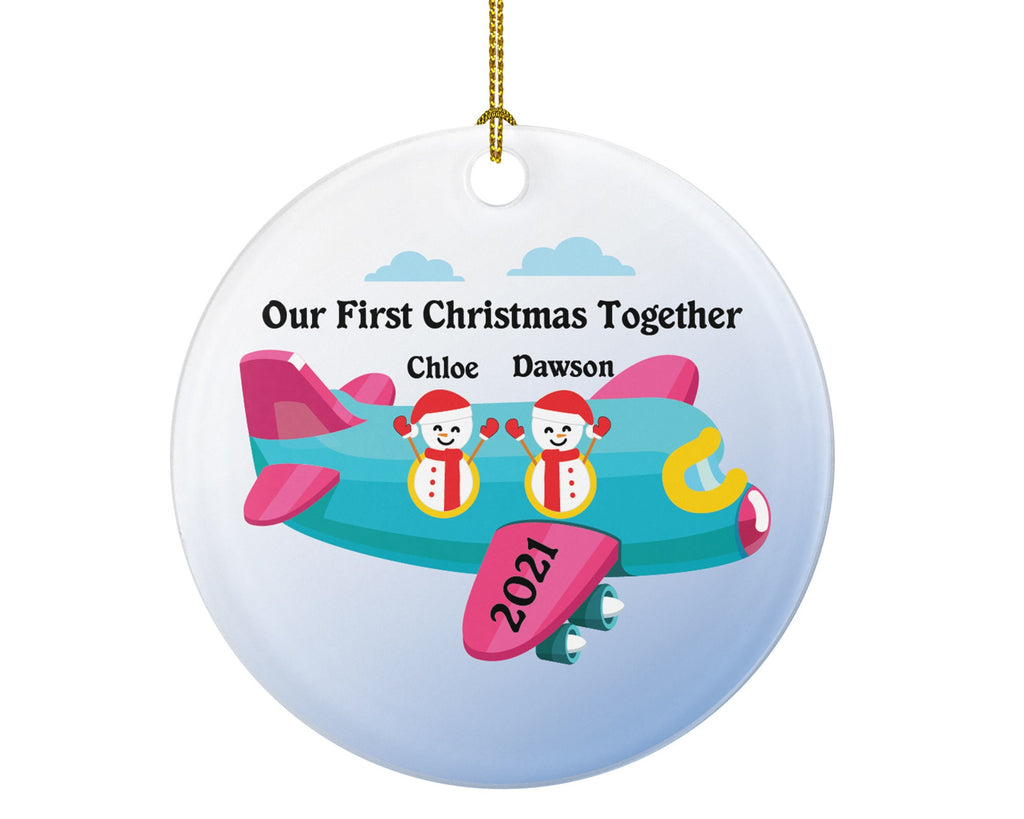 Personalized First Christmas Together Couple Airplane Ride Vacation Christmas Ornament Wedding First Married Wedding Gift for Newlywed Plane