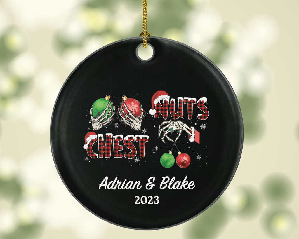 Chest Nuts Couple Funny Christmas Ornament - Personalized Mr and Mrs Married Future Marriage Husband Wife Fiancé Love